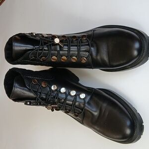 AQUATALIA Black Leather Luxery Moto Classic Boots Made In ITALY womens Sz10